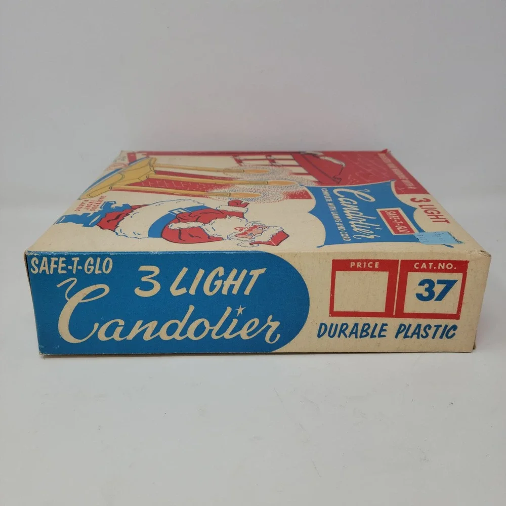 Vintage Safe T‎ Glo 3 Light Candolier Ivory Plastic Christmas Window Decor